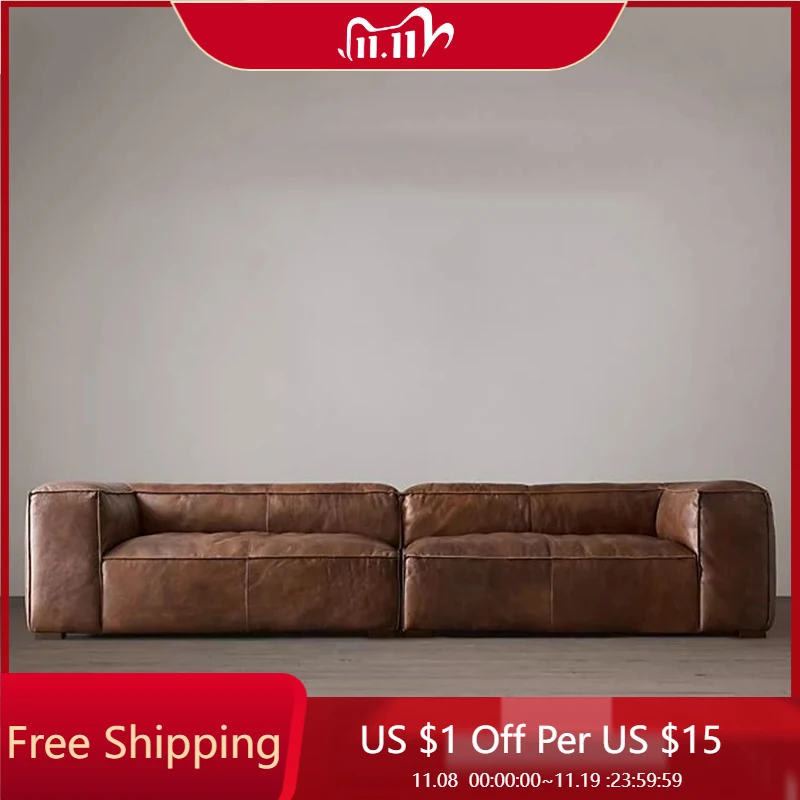 

Кожаные диваны для гостиной, роскошные коричневые итальянские скандинавские ленивые пуфы, диван, двойной пол для гостиной, Divano Soggiorno, мебель для дома