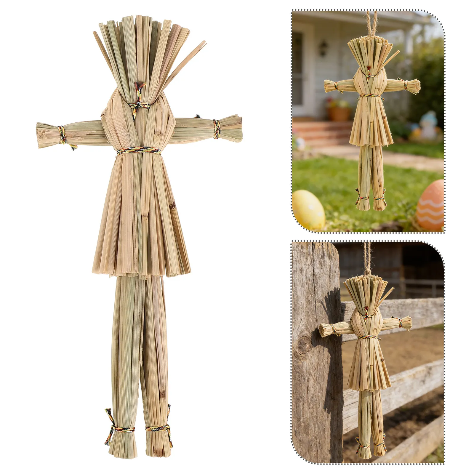 2Pcs Scarecrow Decorations Eco-Friendly Straw Handwoven 20Cm Fall Harvest Porch Garden Outdoor Seasonal Thanksgiving Decor