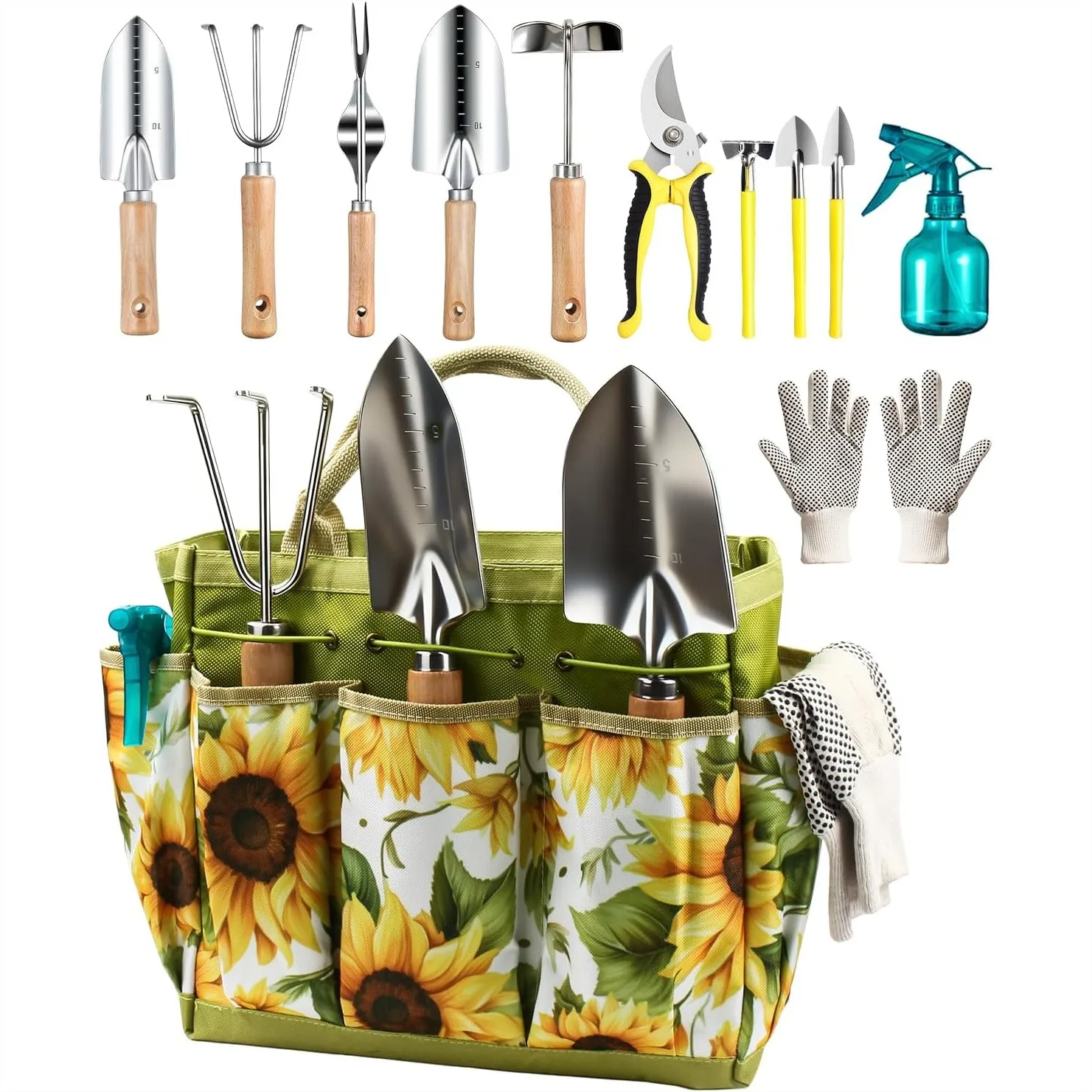 

12Pcs Garden Tools Set, Heavy Duty Gardening Kit with Organizer Bag, Digging Weeding Transplanting Pruning, Ideal Gift
