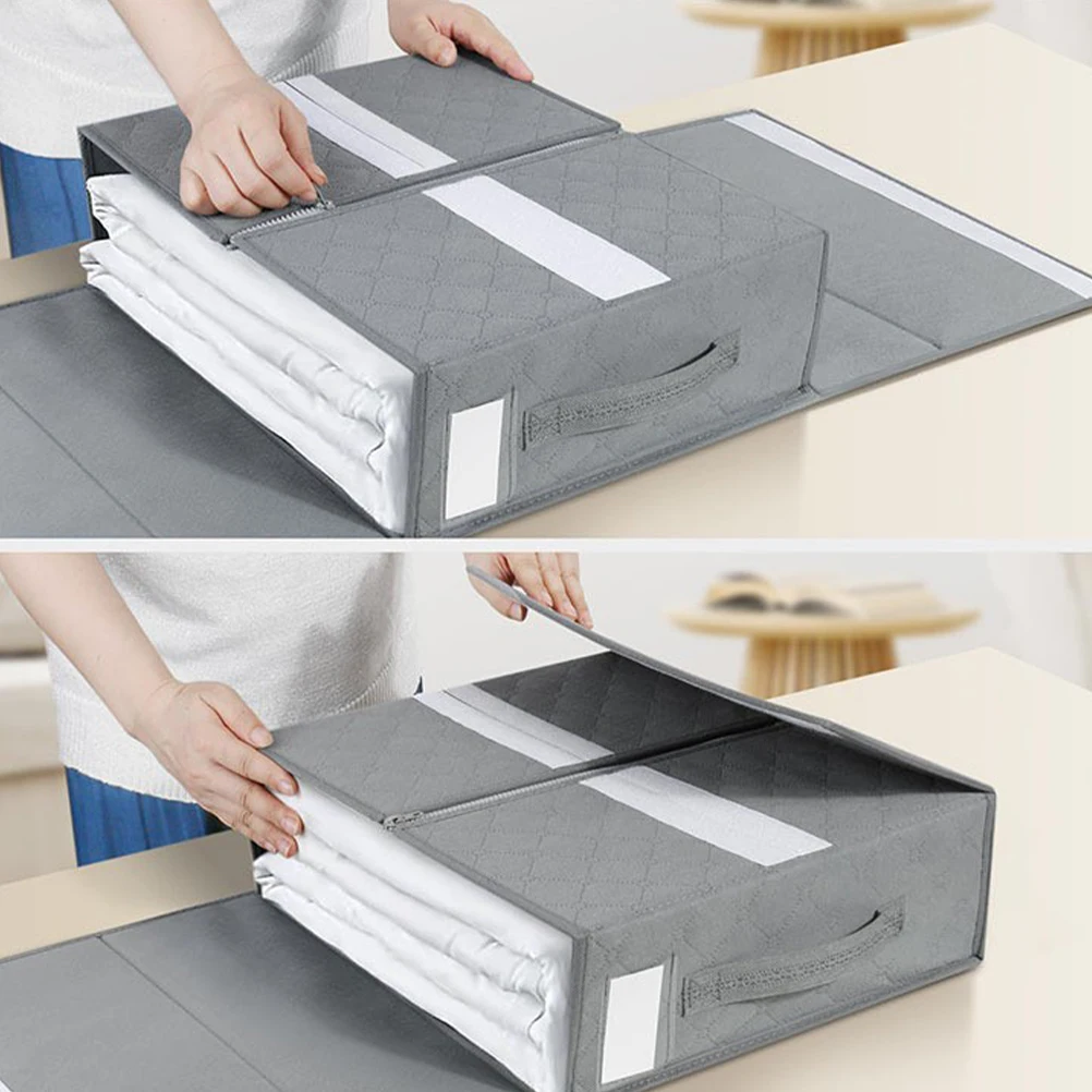 

Dustproof Bed Sheet Organizer Box Foldable Blanket Container Bedding Organizing Cube Closet Space Saving Handle Zipper Closure//