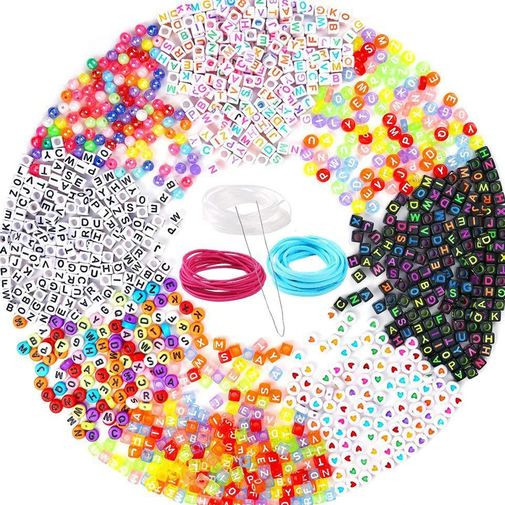 1300pcs Alphabet Beads Colorful Acrylic Craft Beads For Kids Diy Jewelry Making Set Beading Kit Children Toddler Learning