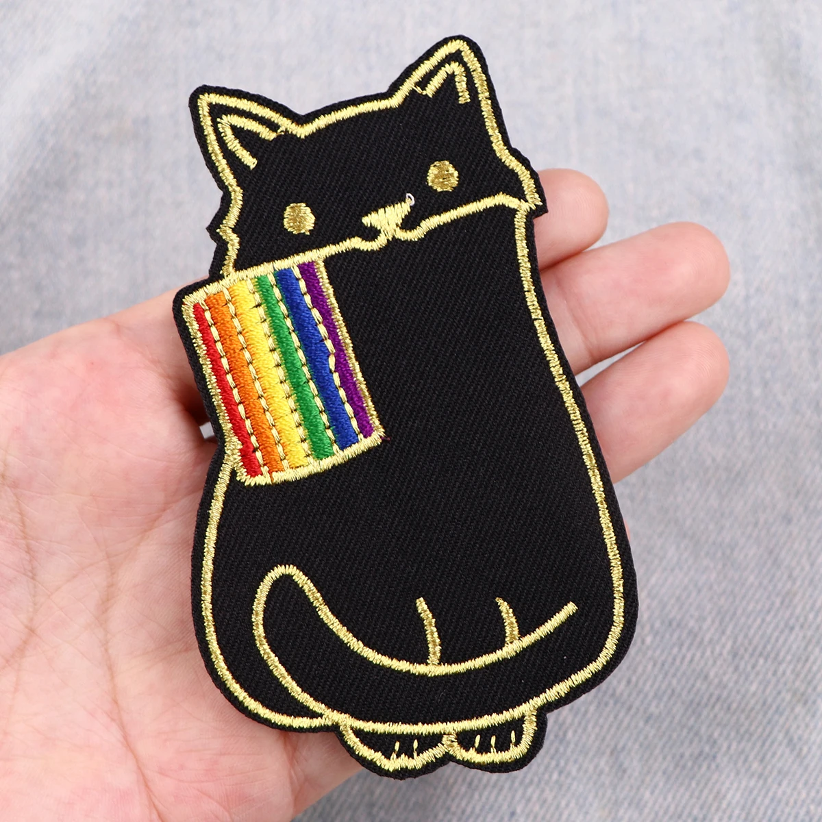 Rainbow LBGT Pride Cat Iron On Patch Clothes Patch For Clothing Embroidered Patch Garment Apparel Accessories Sewing Stickers