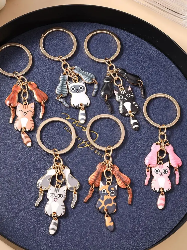 Aihua Niedlicher Emaille-Cartoon-Welpen-Katzen-Schlüsselanhänger für Frauen und Mädchen, Schlüsselringe, Handtaschenanhänger, Geburtstagsgeschenk, Schmuck. – Detail 2