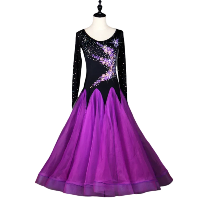 Custom Long Sleeve Waltz Tango Foxtrot Dance Dress Dancewear Ballroom Dance Dresses Standard Ballroom Dancing Clothes