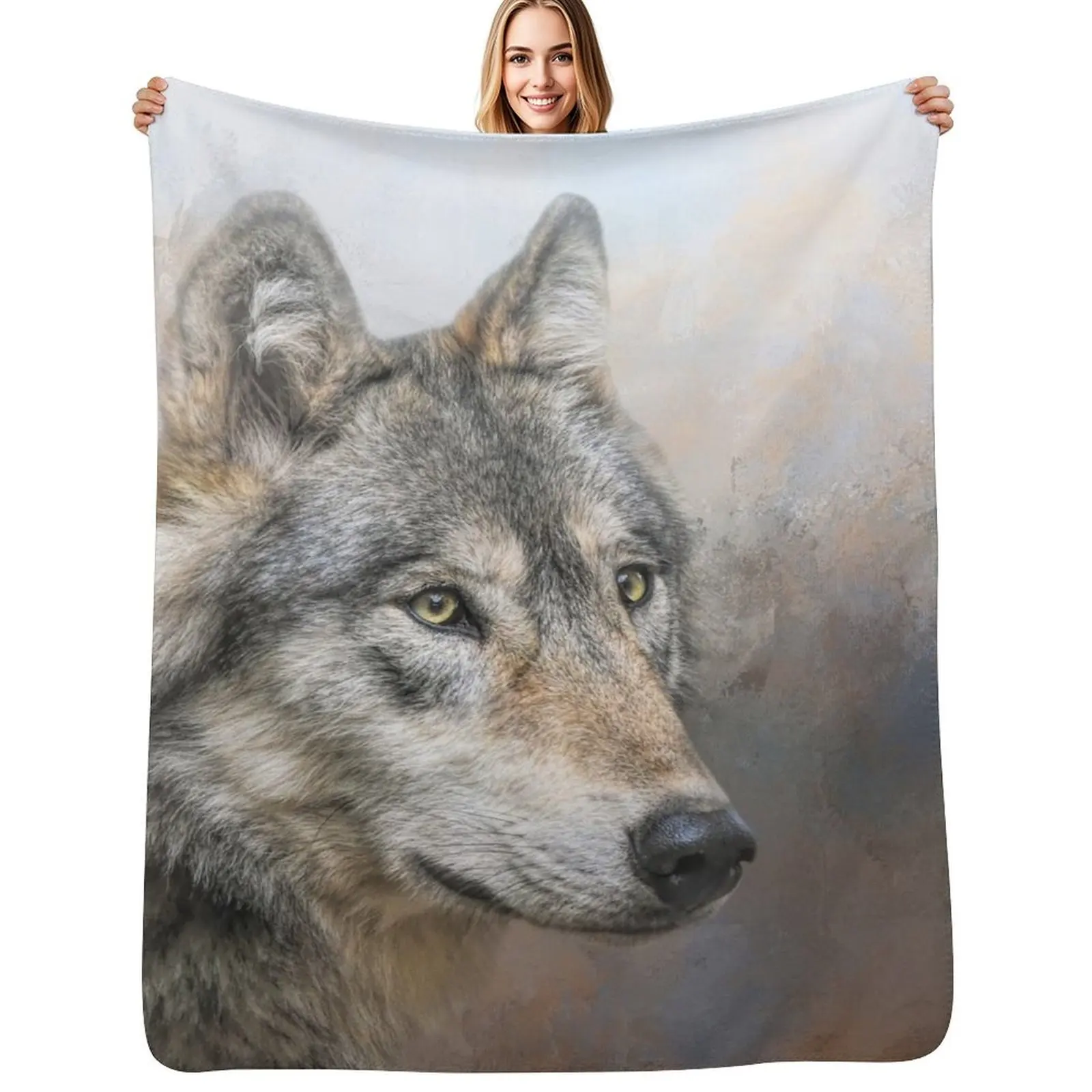 

Gray Wolf Throw Blanket Luxury St warm for winter Heavy Soft Plush Plaid Blankets