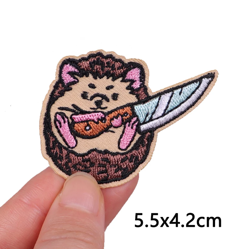 Funny Cat Embroidered Patches For Clothing Cartoon Anime Iron On Patches Stripe On Clothes Applique Jacket Jeans Patch DIY