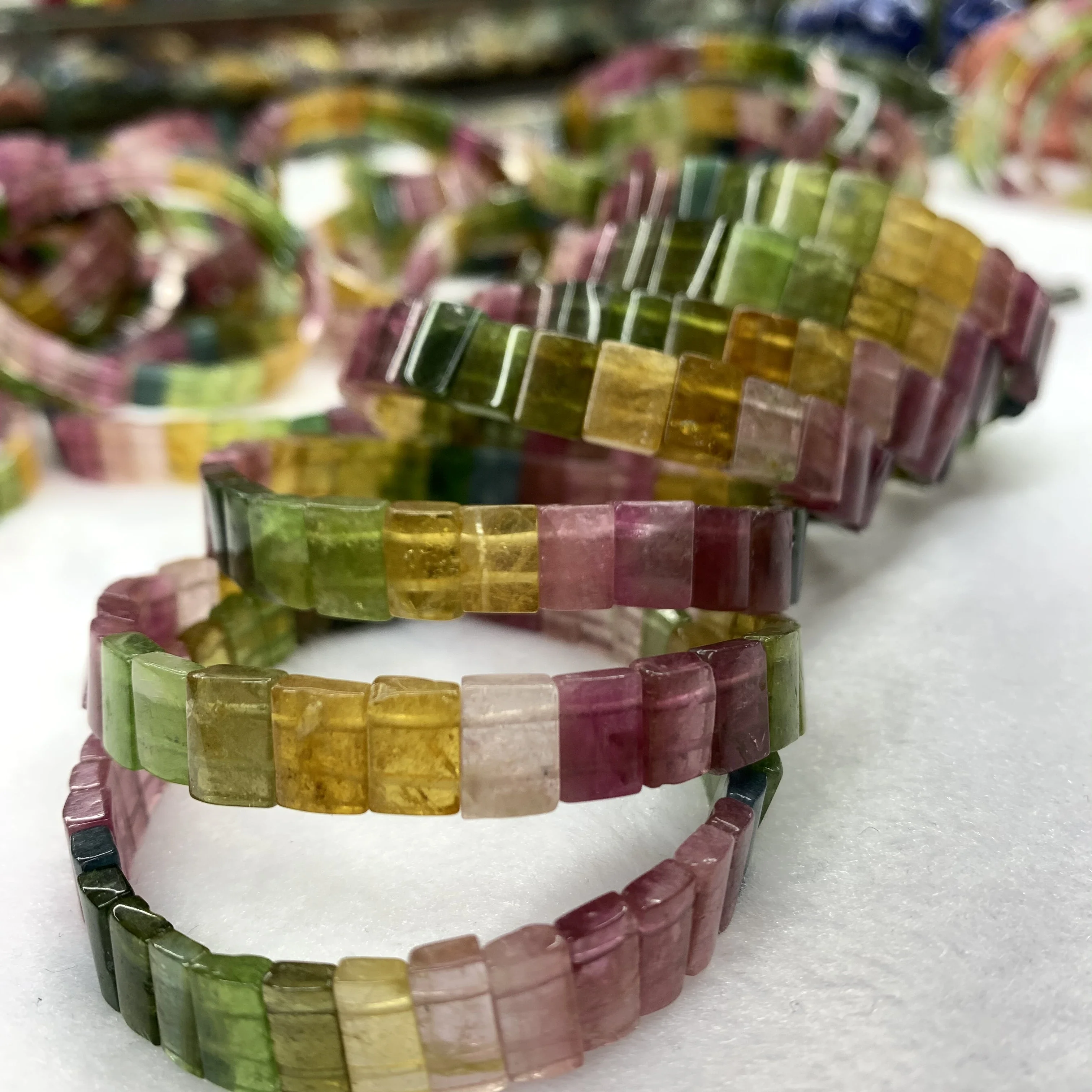 2023 New AAA Natural Colourful Tourmaline Bracelet 6*9mm Gem Charming Energy Fashion Bracelet for Women Jewelry Wholesale