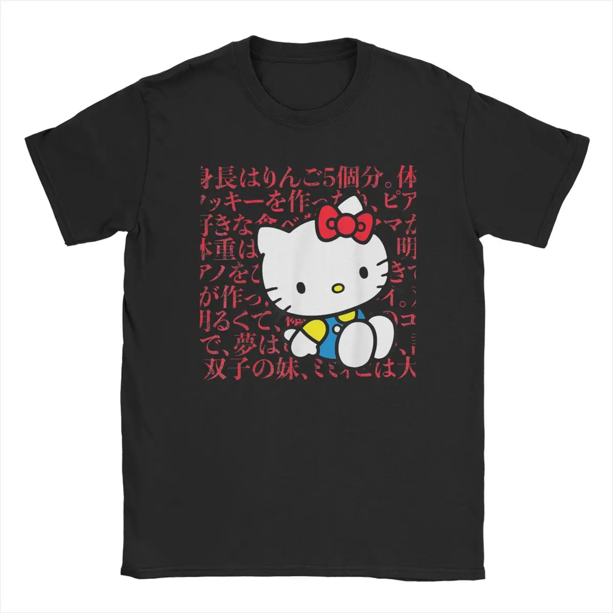 Hello Kitty Kanji Japanese Biography T Shirt Men Women Cotton Casual T-Shirt O Neck Tees Short Sleeve Tops Graphic