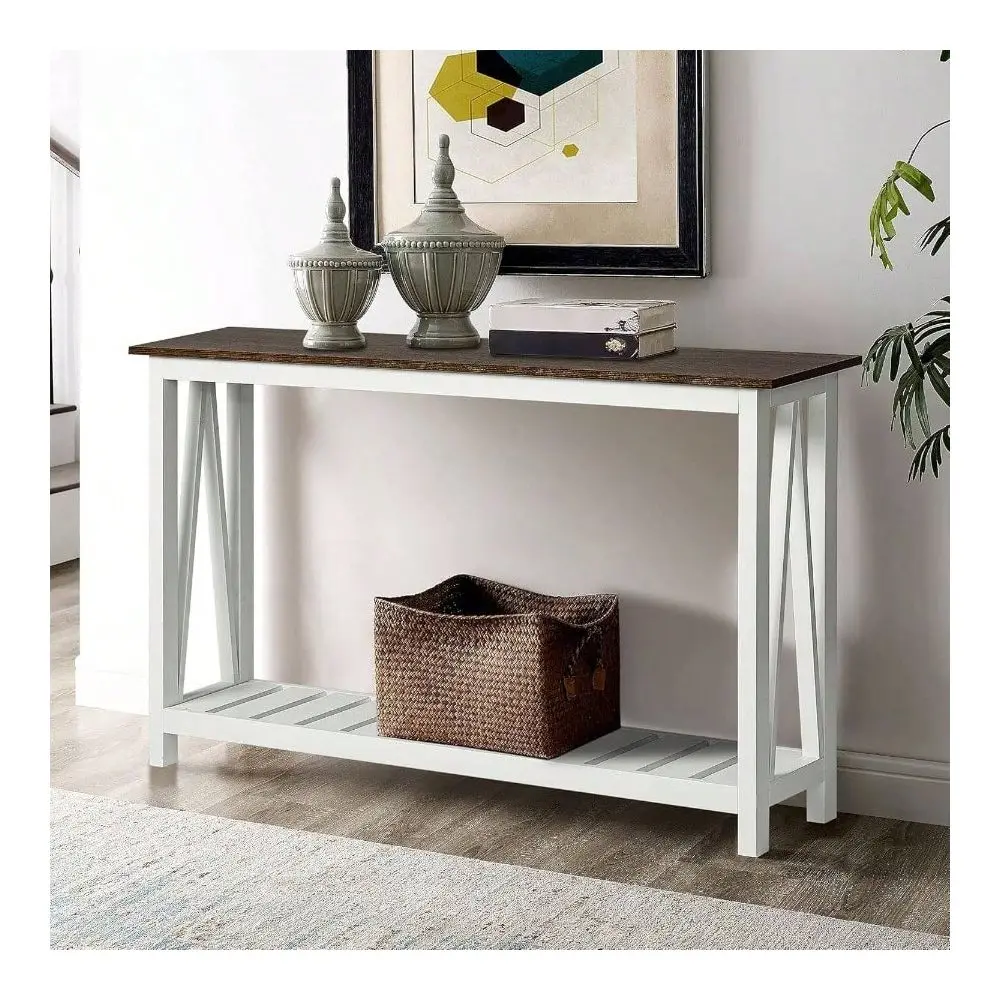 

Console Table, Rustic Vintage Narrow Sofa Table Entryway, Living Room, Hallway, 40 White