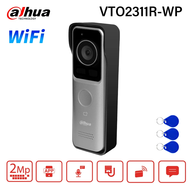 

Dahua 2MP PoE Wi-Fi Вилла Дверная станция Мини Дверной звонок Видеодомофон Камера Двусторонний видеовызов IC-карта / Разблокировка через приложение VTO2311R-WP