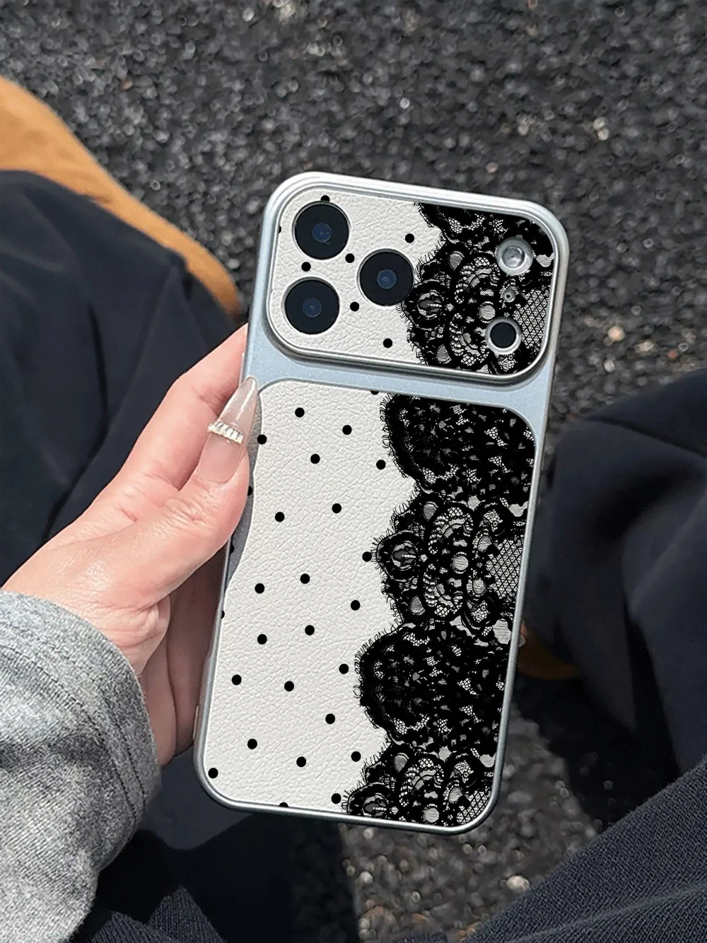 Coquette Black Pink Lace Phone Case For iPhone 17 16 15 14 13 12  Pro Max 16 15 14 Plus 17E Air Leather Shockproof Soft Cover - view 6