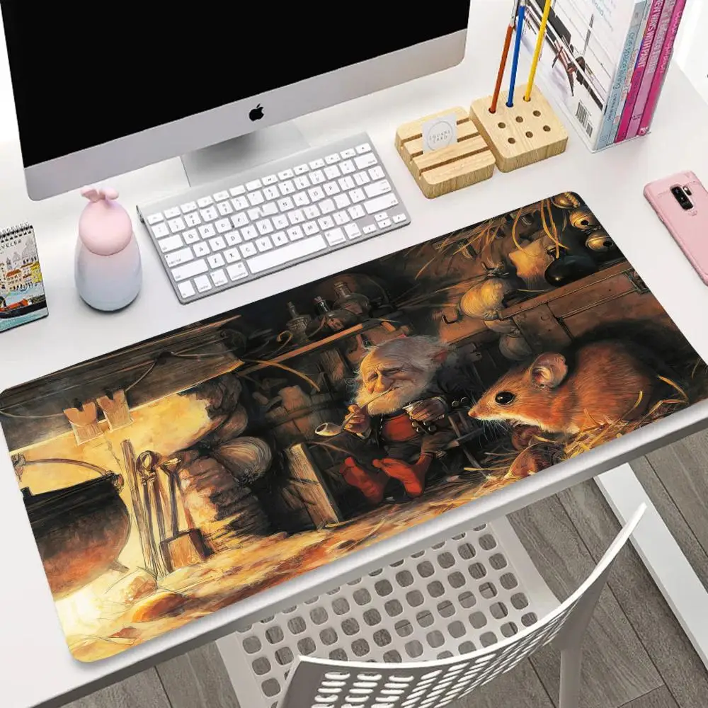 

Retro old man and mouse picture mouse pad, high-quality computer mechanical keyboard, high-quality table pad, anti-slip rubber