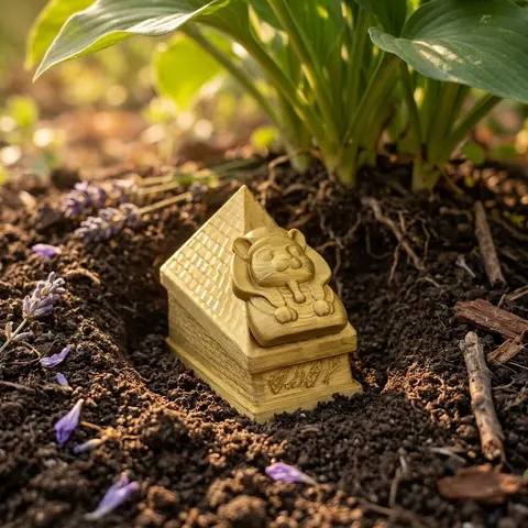 Small Animal Burial Urn, Egyptian Pharaoh Hamster Casket Mini Golden Memorial Coffin for Dwarf Syrian Hamster Remembrance