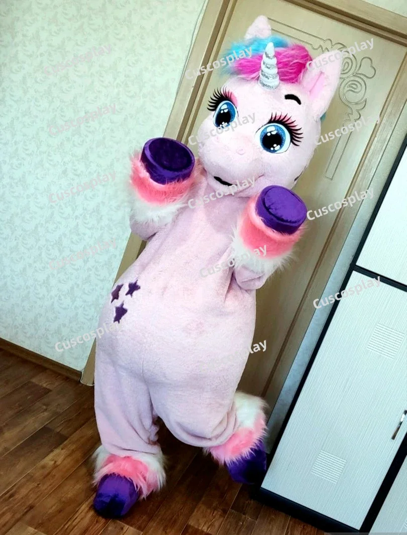 Christmas Pink Unicorn Mascot Costume Horse Mascot Costume Parade Birthdays For Adult Animal Halloween Party Costumes