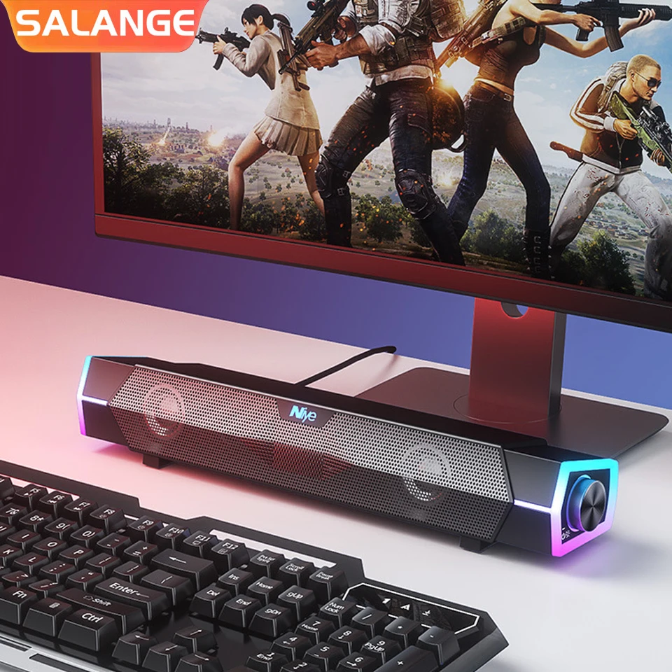 Звуковая панель RGB, компьютерные колонки, Bluetooth 5,3, USB, проводной громкоговоритель, стерео сабвуфер, звуковая панель для ноутбука, ПК