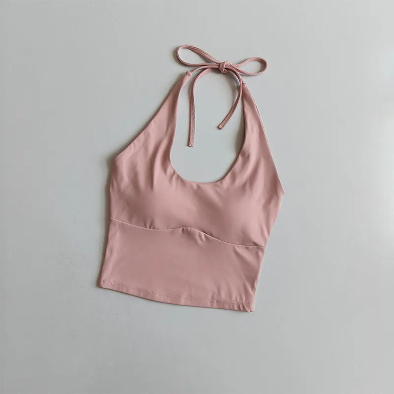 Sexy Neckholder-Yoga-Sport-BH-Weste mit schönem Rückendesign, festem Halt, einteiligem Cup, für Damen zum Laufen, Sommer, schlankmachend, Fitness-Oberteil. – Detail 3