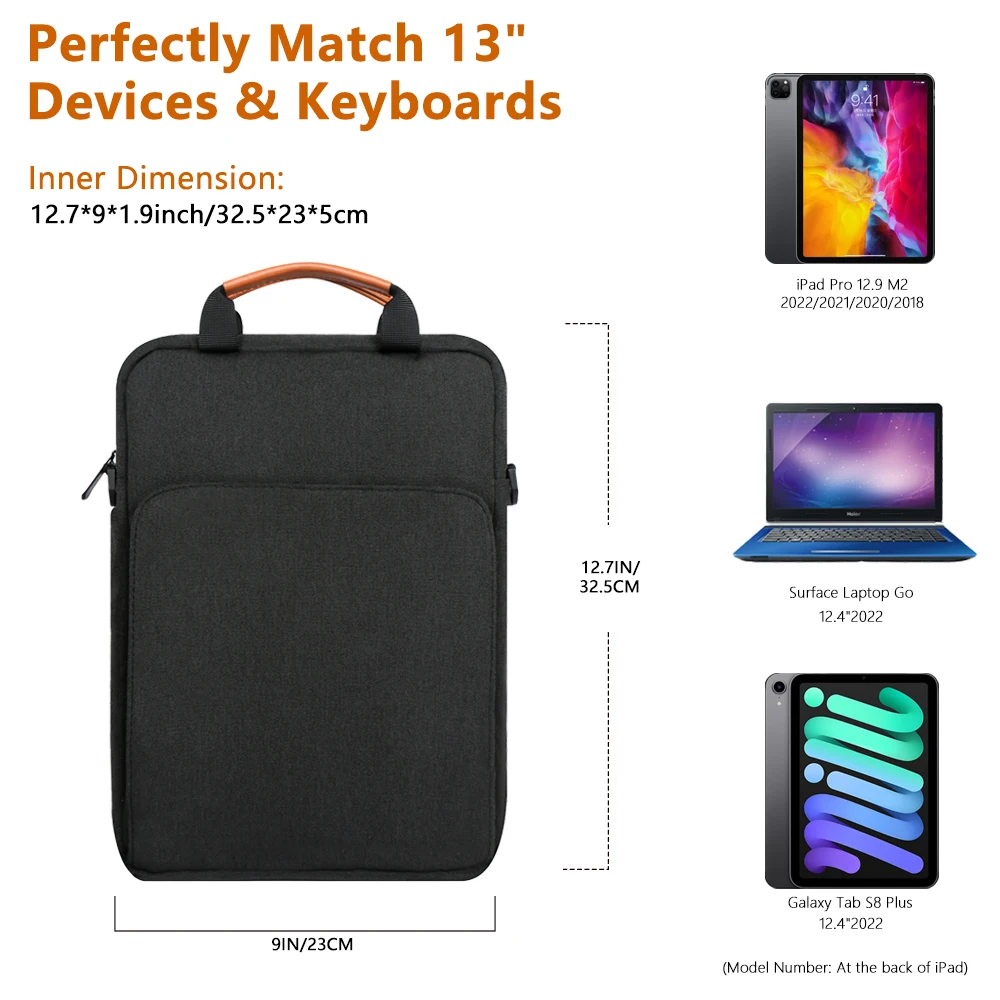 13Inch Shockproof Laptop Pouch Handbag for iPad Air 13 2025 Pro 13 iPad Air 6th Galaxy Tab S10 FE 10.9 12.9 7th Tablet Sleeve Ba