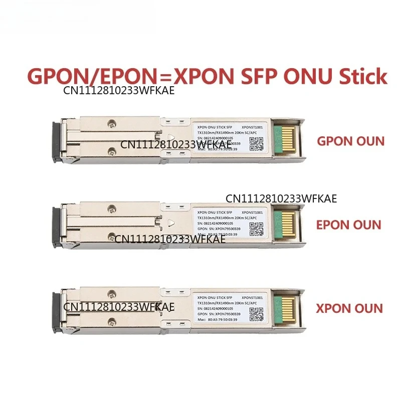 XPON SFP ONU  Stick 1310nm/1490nm DM Pon Module 20km Compatible with OLT ONU Mac MSC Connector for Broadband Communication
