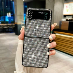 Funda de lujo con patrón de diamantes brillantes para Samsung Z Flip 3, 4, 5, textura de diamantes de imitación, cubierta trasera colorida a prueba de golpes