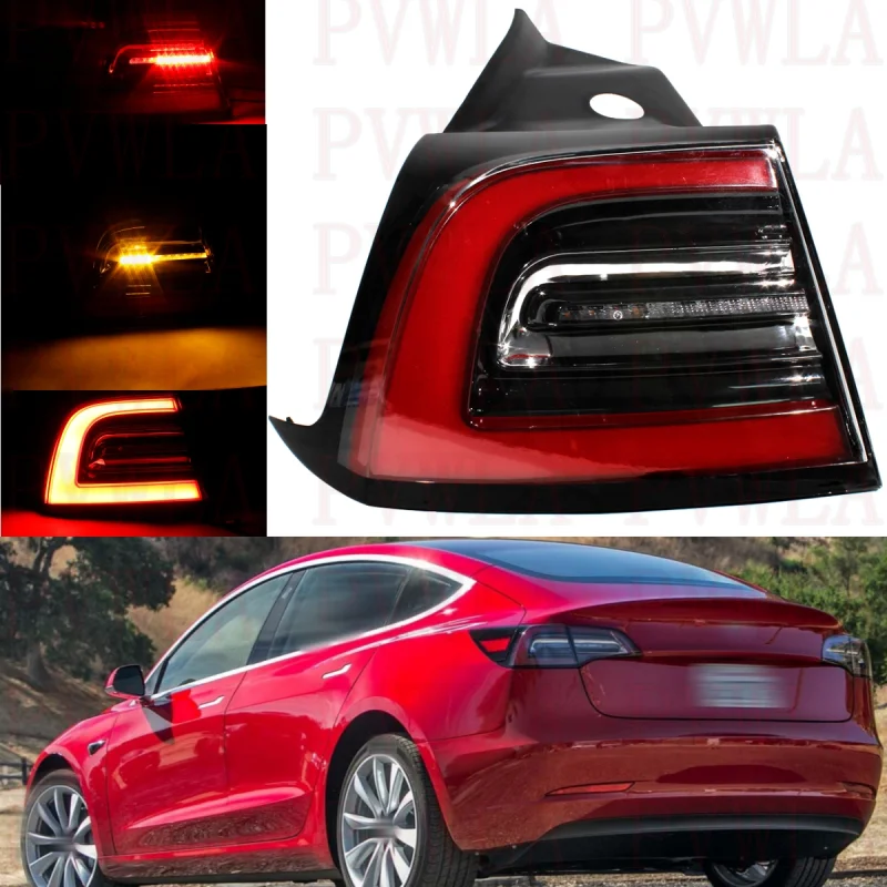 

Left Outer Side Tail Light Rear Lamp With LED Bulbs 1077397-00-G For Tesla Model 3 2017 2018 2019