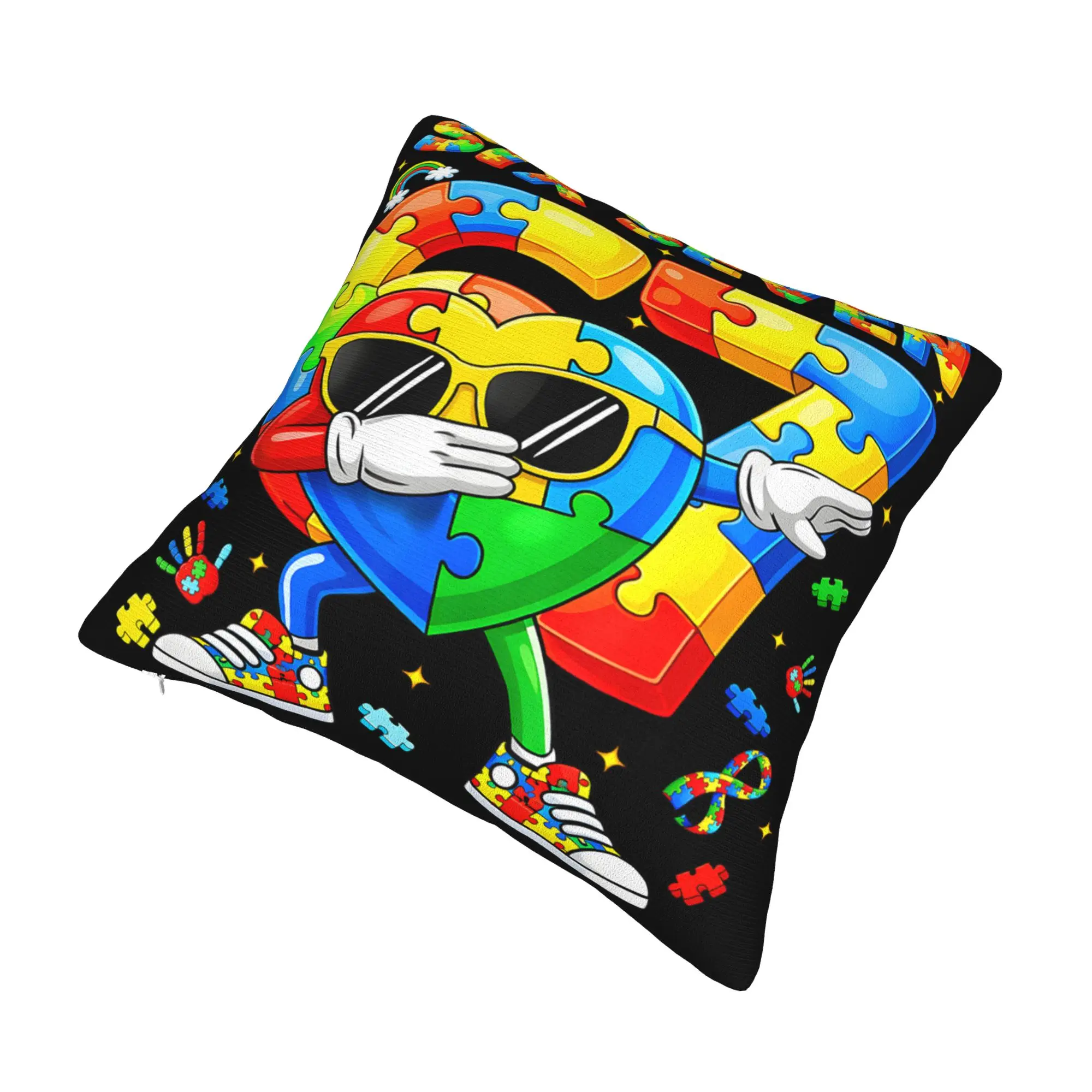 Decorative Pillow Covers Dabbing Puzzle Autism Awareness Stuff Home  Throw Pillow Case Cover Square Style Multiple Sizes