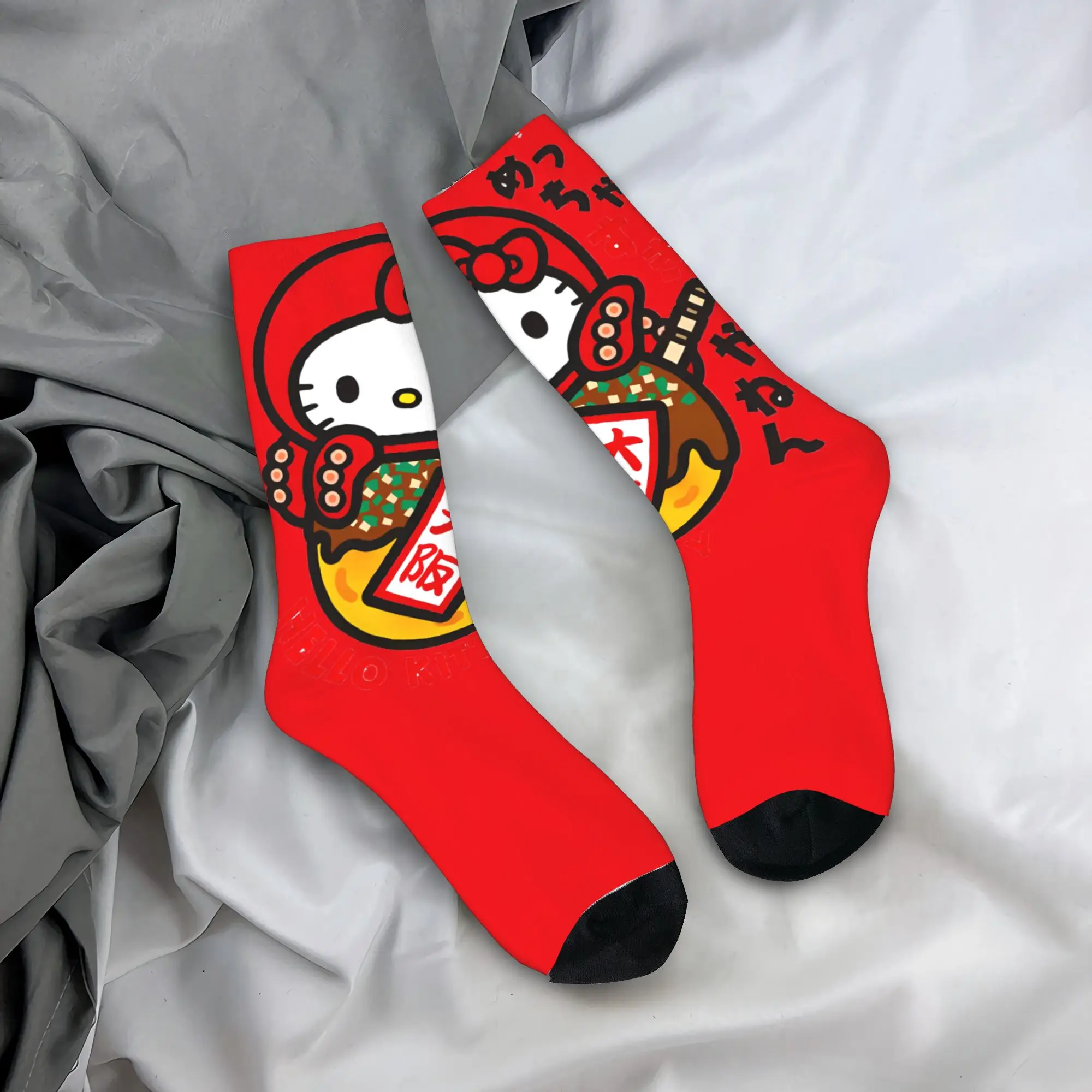 

Чулки Hello Kitty Osaka Takoyaki, готические носки с графическим рисунком, осенние противоскользящие носки для взрослых и мужчин, мягкие носки для скалолазания