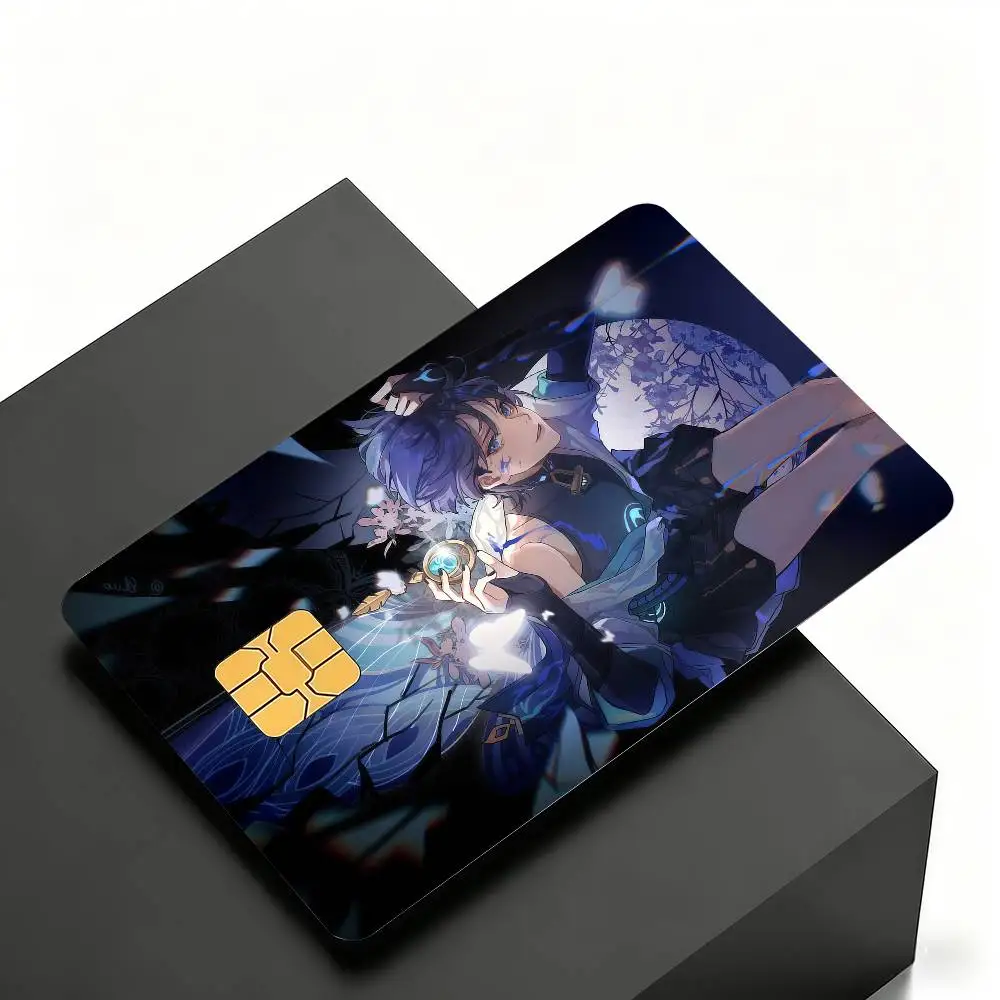 Genshin Impact Scaramouche Wander Kreditkarten-Skin-Aufkleber 4er-Set Folie Bus-Pass Frontdekoration Bank-Debitkarten Wasserdicht – Detail 16