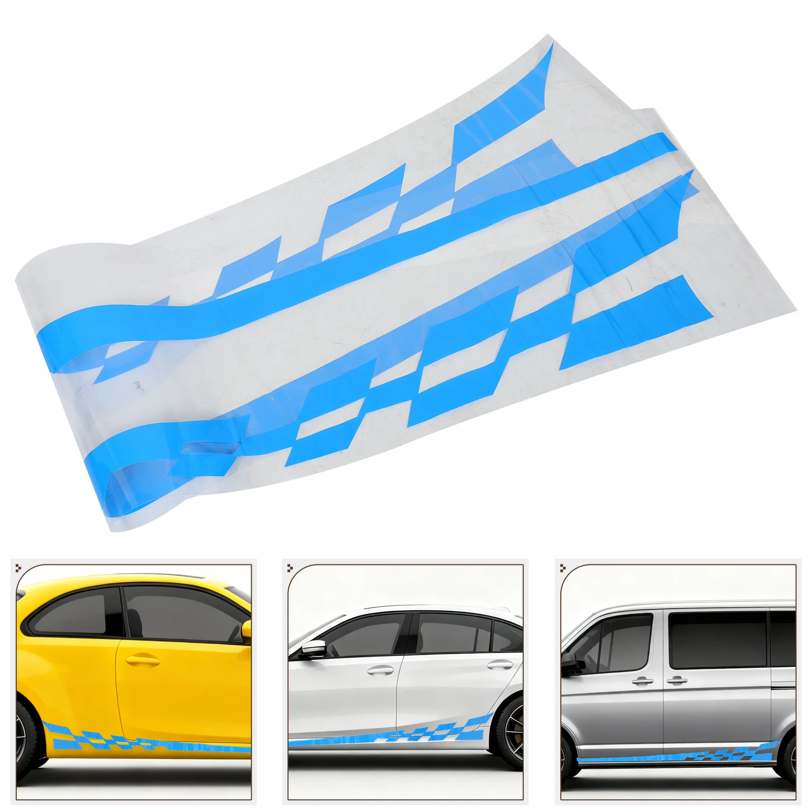 

2pcs Car Body Decoration Stickers Blue Pvc Side Skirt Stripe Decals For Racing Style Vehicle Exterior Upgrade Auto Body Side