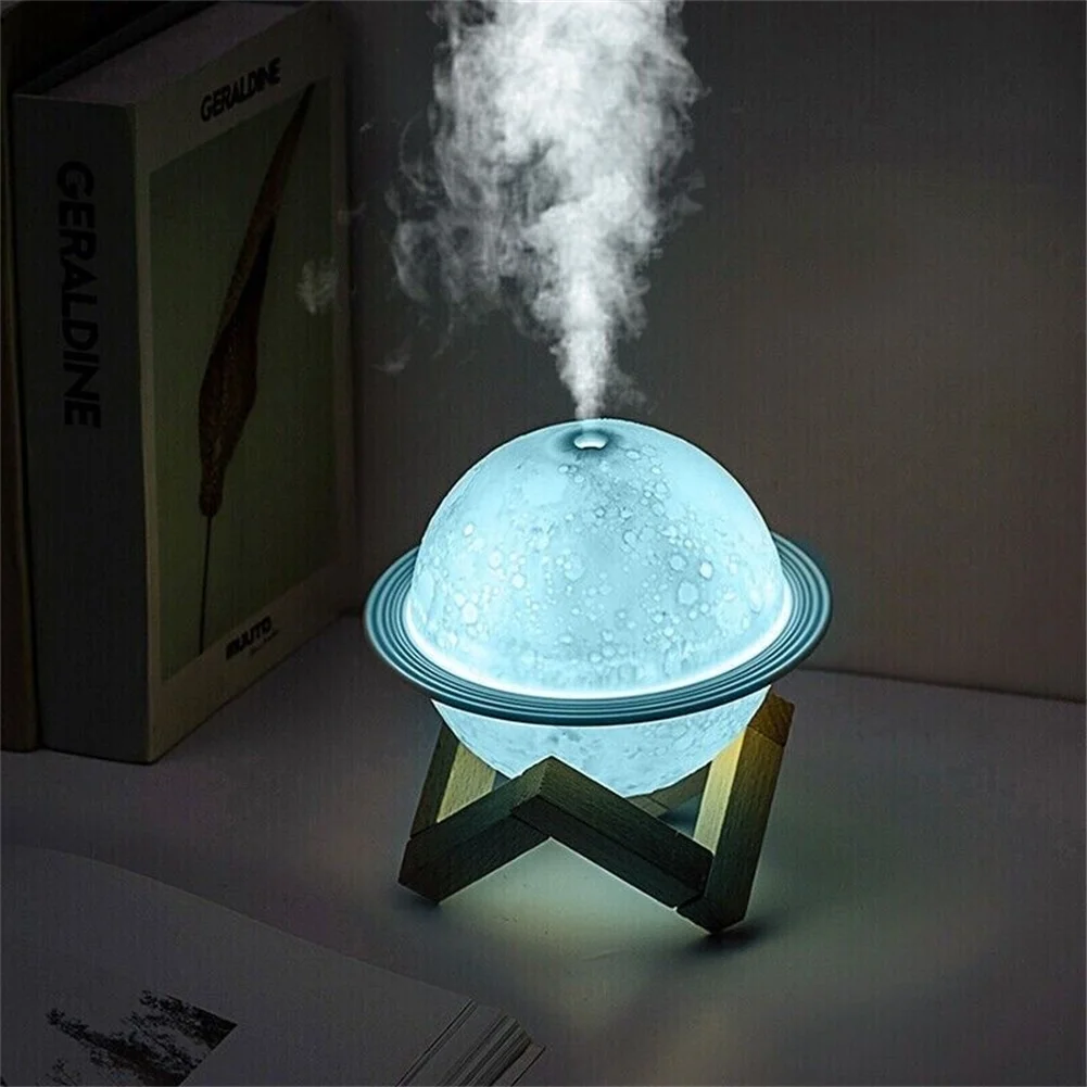 Relaxing Atmosphere Light Air Humidifier  Planet Shape Design  Essential Oil Purifier  200ml Capacity  USB Powered