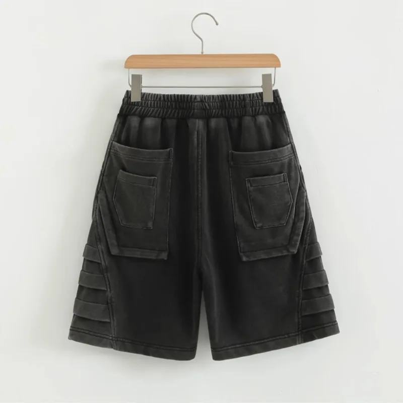 HKSH Summer Autumn New Men Tide Chic Ins Original Design Trend Niche Y2K American Washed Pockets Shorts Patchwork Capris HK24198