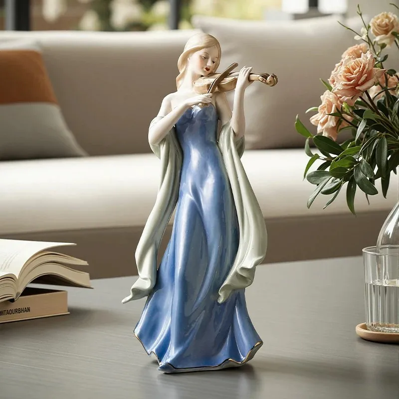 

Nordic Ins Western Girl Statue Ceramic Ornaments Living Room Bedroom Wine Cabinet Girl Sculpture Furnishings Housewarming Gifts