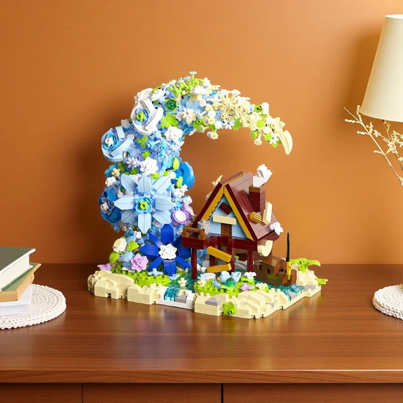 1000+ PCS Moonflower Treehouse Building Blocks Toy, Stylish Design, Home Decor Ornament, Holiday Gift for Family (No Box)