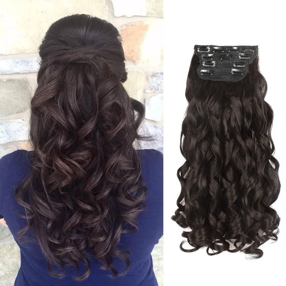 Loose Weave Ombre Synthetic Curly Hair Clip In Hair Extensions 4pcs for Full Head 18inch Curly For Woman French Curly Hair