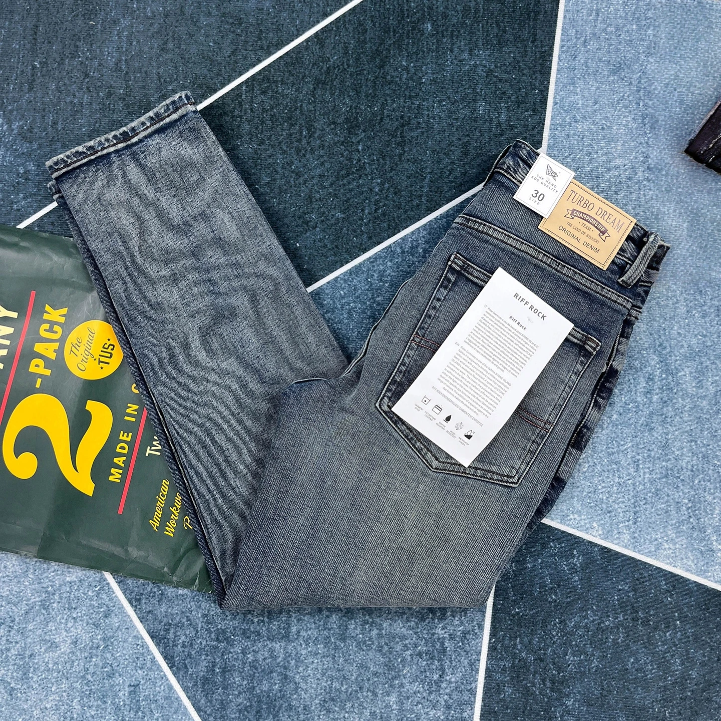 Jeans blu retrò da uomo autunno trendy slim fit piccoli pantaloni lunghi casual dritti versatili in stile giapponese spesso