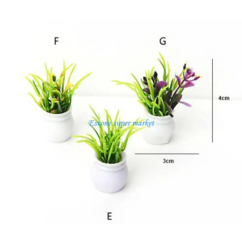 090B Kids Funny Dollhouse Pot Flowers Landscape Decoration Interactive Portable Toy