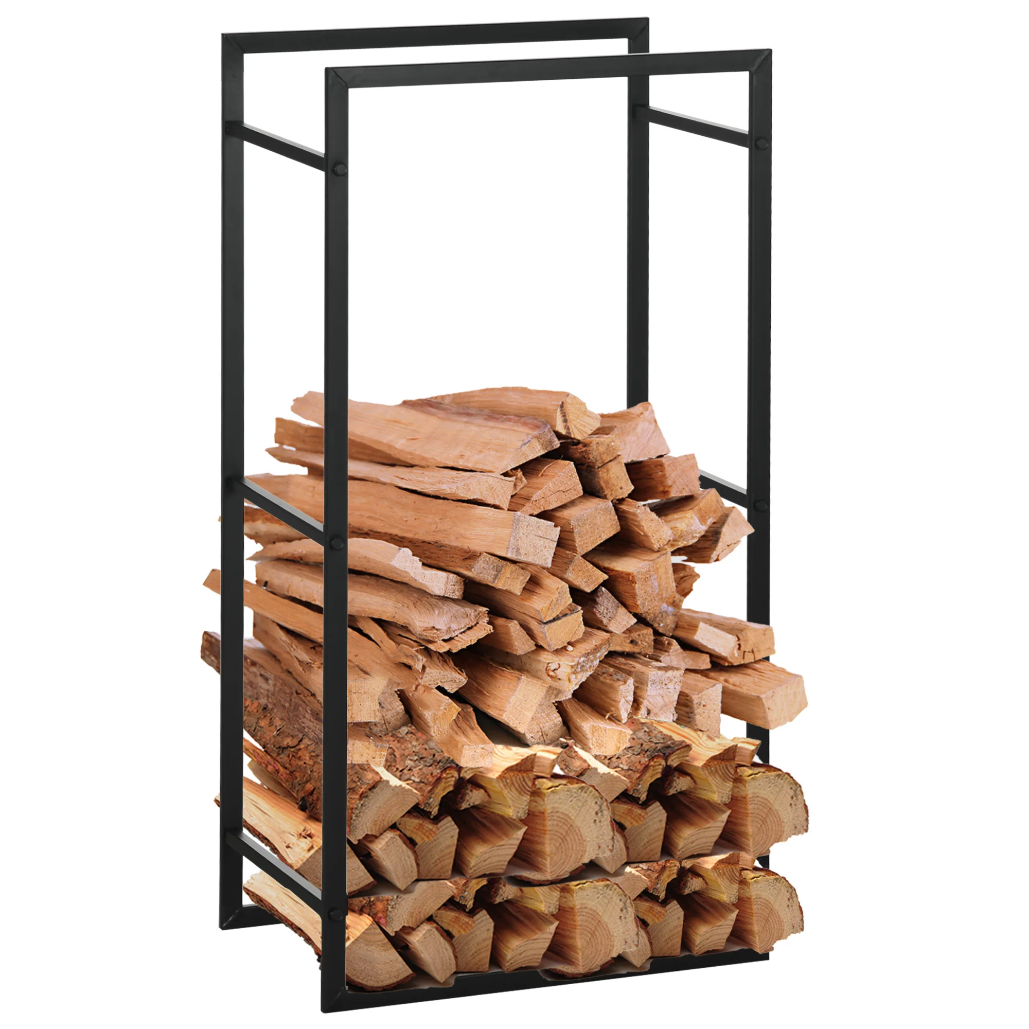 Outsunny Metal firewood holder for outdoor indoor I50x30x100 cm black