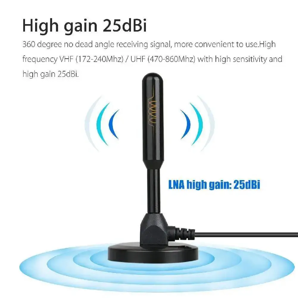 TV Antenna Protable Indoor 4K Digital TV Antenna Indoor Indoor Outdoor Ultra HD Indoor Amplified Antenna Magnetic Base 200 Miles view 4
