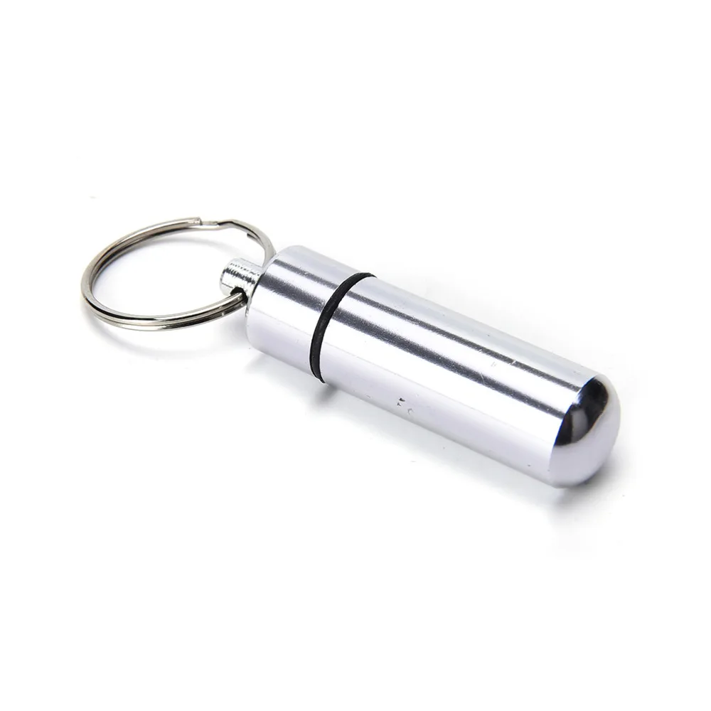 1pc Waterproof Pill Box Case Mini Pills Box Container Stainless Steel/Aluminum Alloy Medicine Bottle Keychain For Outside