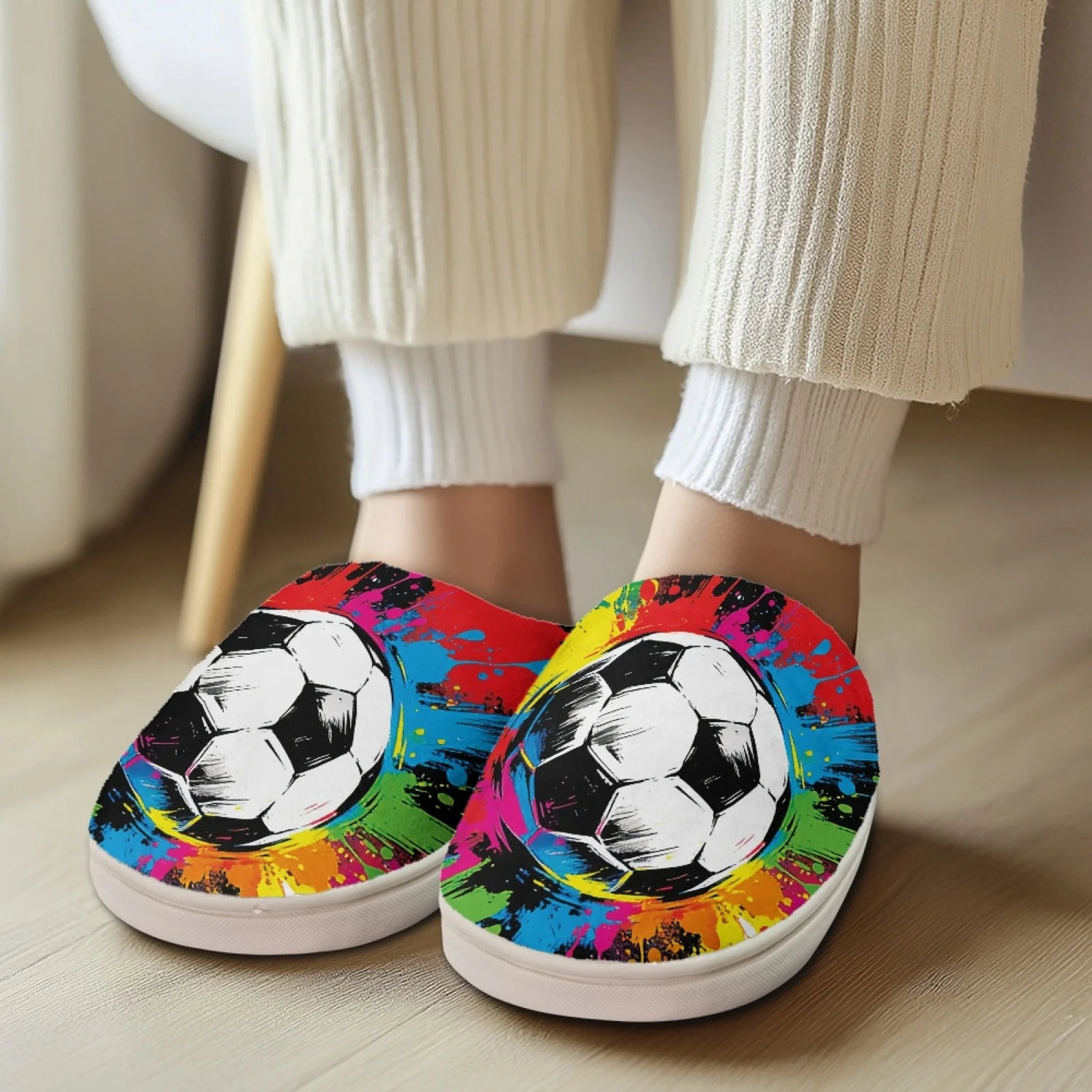 PENSTROLL Colorful Splatter Wfh Cozy Essentials Slippers Slippers For Wide Feet Women Cotton Slippers for Travel