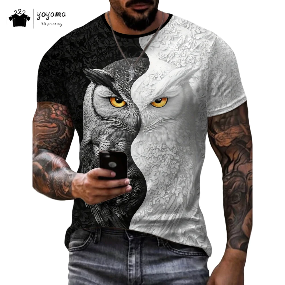 

Trendy 3D Print Owl Men's T-Shirt New Breathable Men Short Sleeve Tee Fashion Oversized Men Top Trendy Versatile Men's Clothing