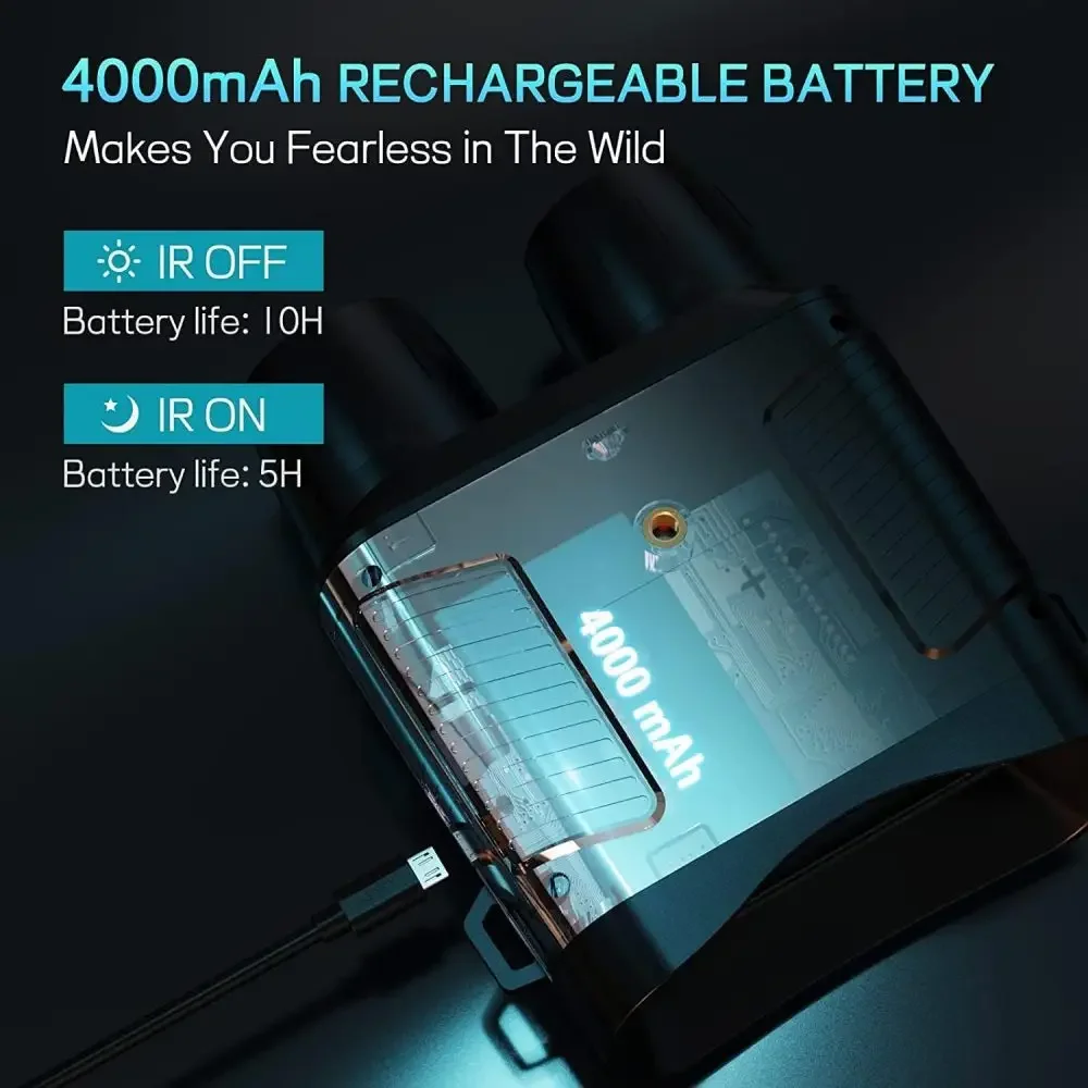 Открытый дикая природа 4K HD цифровое инфракрасное ночное видение 300 м диапазон 4000 мАч перезаряжаемый 5-кратный цифровой зум наблюдение за птицами кемпинг