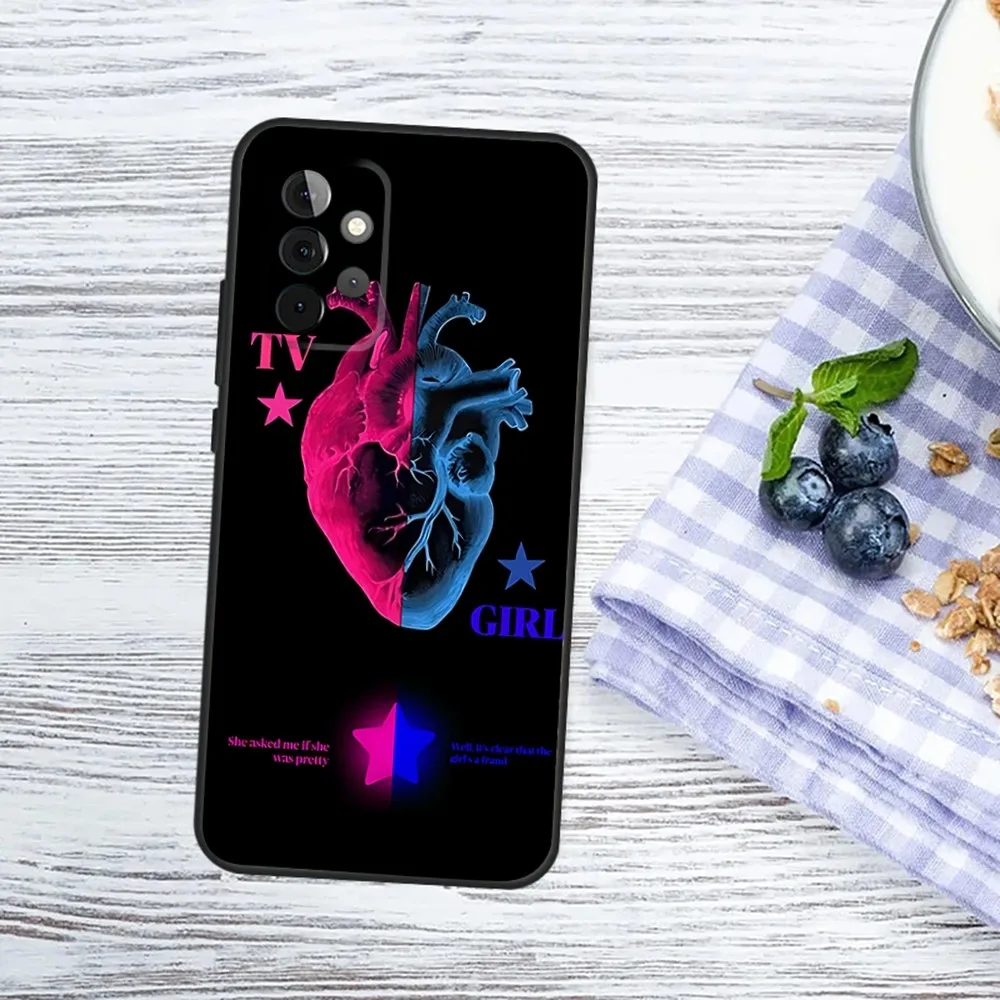 حار الفرقة T-TV فتاة الهاتف حقيبة لهاتف سامسونج غالاكسي A13 ، A21s ، A22 ، A31 ، A32 ، A52 ، A53 ، A71 ، A80 ، A91 غطاء الهاتف الأسود الناعم