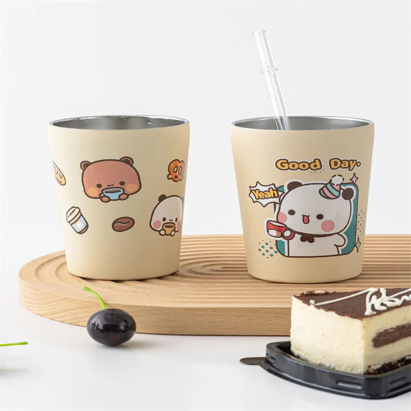 Cartoon Panda Yier Bubu Peripheral Cup With Lid 360ml 304 Stainless Steel Heat-Resistant Frosted Portable Drinking Glass Gift