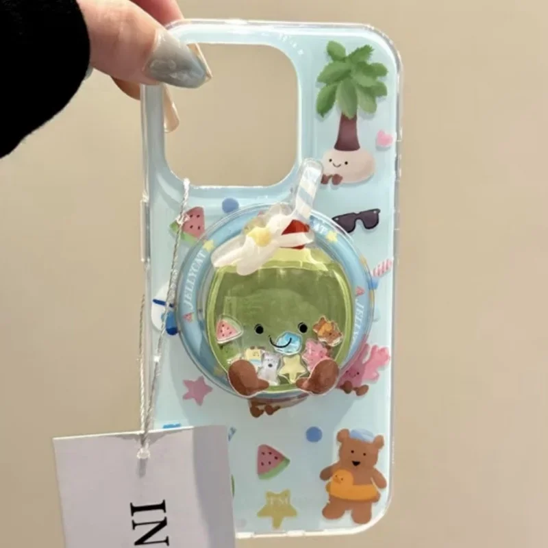 Adequado para suporte magnético do telefone bonito aperto titular areia movediça shake iphone aperto acessório de coco