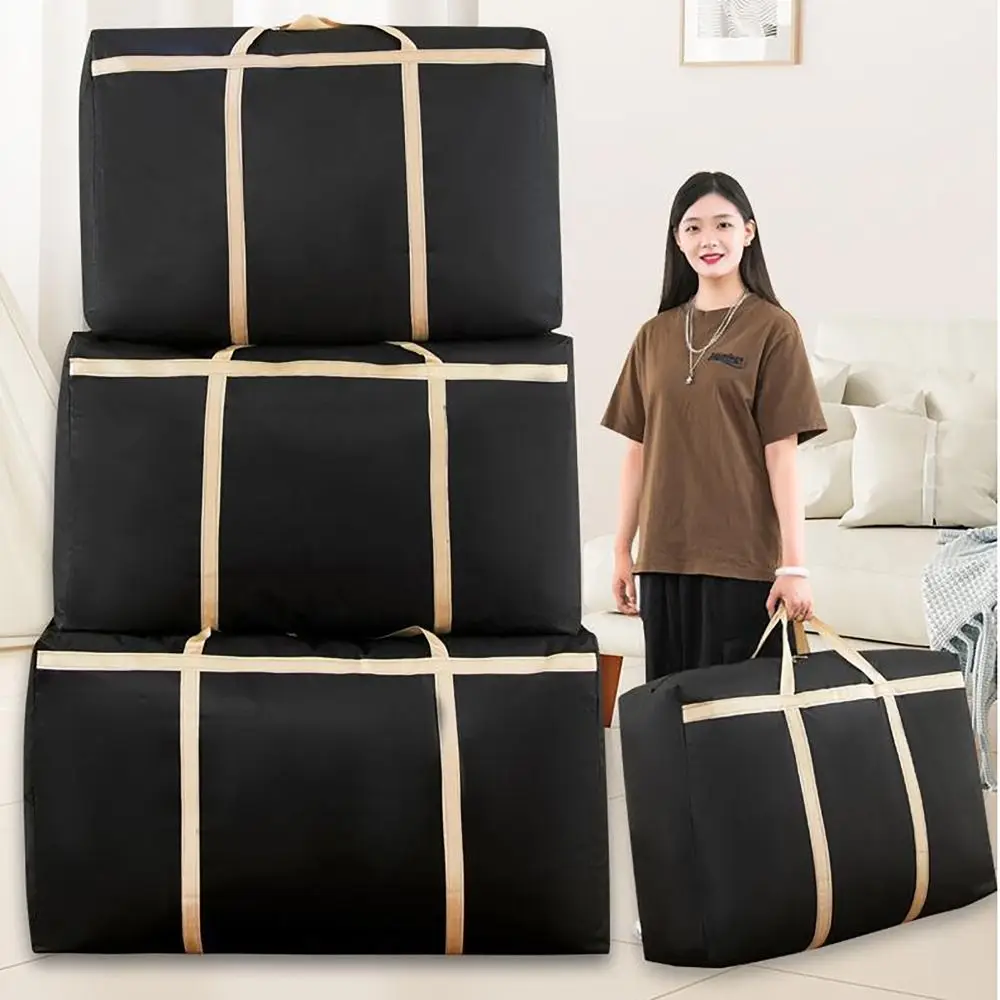 Large Capacity Clothes Storage Bags Moving Luggage Oxford Cloth Moving Tote Bag Bidirectional Zipper Closet Organizer