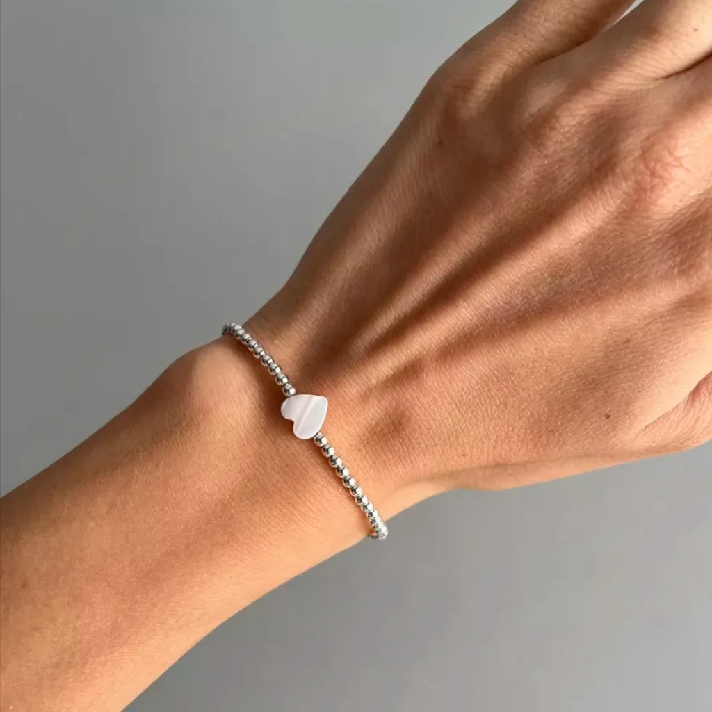 Nova maré personalidade design exclusivo ccb grânulo em forma de coração concha pingente pulseira para mulher moda pulseira jóias presente do feriado