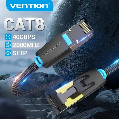 Vention Cat8 Ethernet Cable 2m 3m 8m Nylon Braided 40Gbps 2000Mhz SFTP Internet Cable for Modem Router Gaming Network Patch Cord
