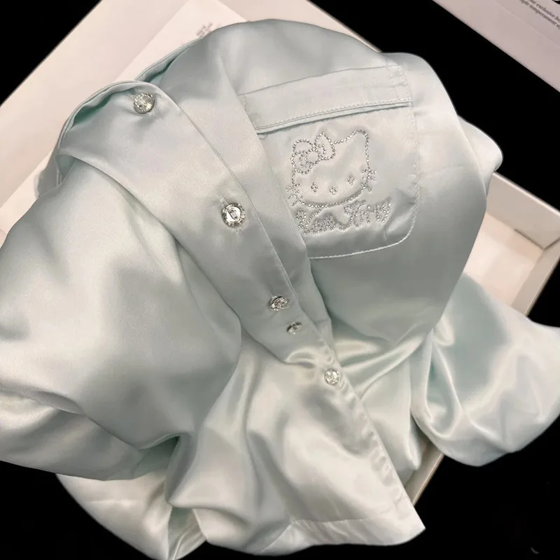 

2026 New Kitty Cat Ice Silk Sleepwear Women's Spring/Autumn Short Sleeve Homewear Summer Shorts Set