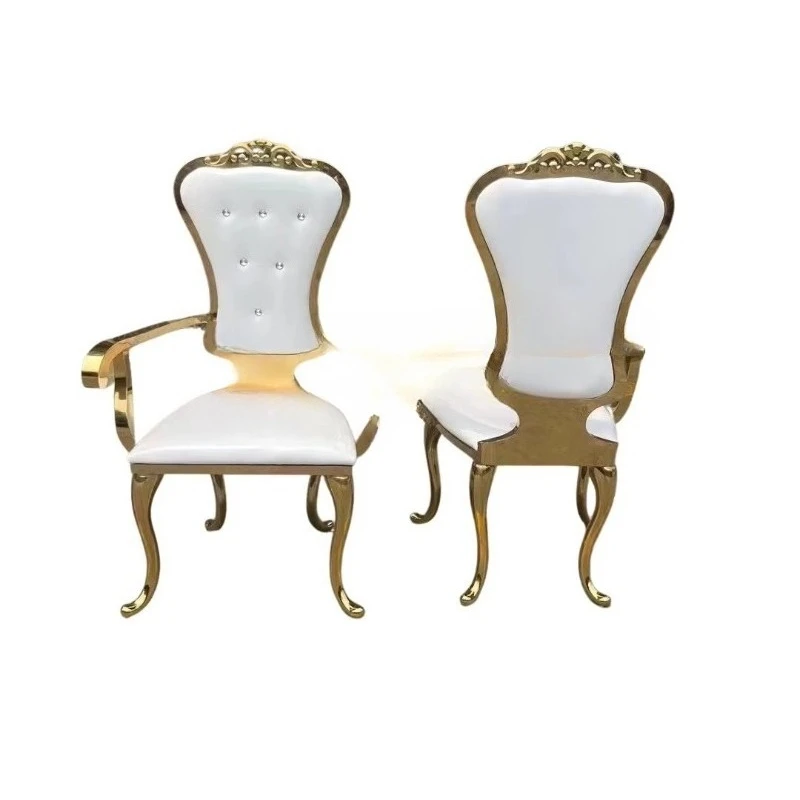 New design armrest stainless steel chair with diamond button velvet PU leather seat for event wedding receptions