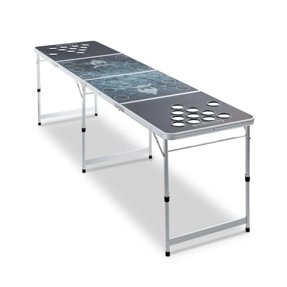 Custom 8ft Outdoor Game Furniture with Durable Hole Foldable Design for Pong Games Aluminum Folding Beer Pong Table